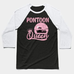 Pontoon Queen Vintage Funny Pontoon Boat Lover Girls Baseball T-Shirt